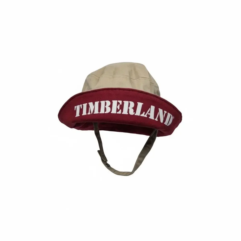 Vintage Timberland Summer Bucket Hat toddler 6-9 months beige white & burgundy